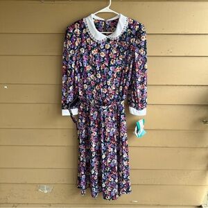 Vintage 80's Floral Maxi Dress - Size 16 - Deadstock NWT